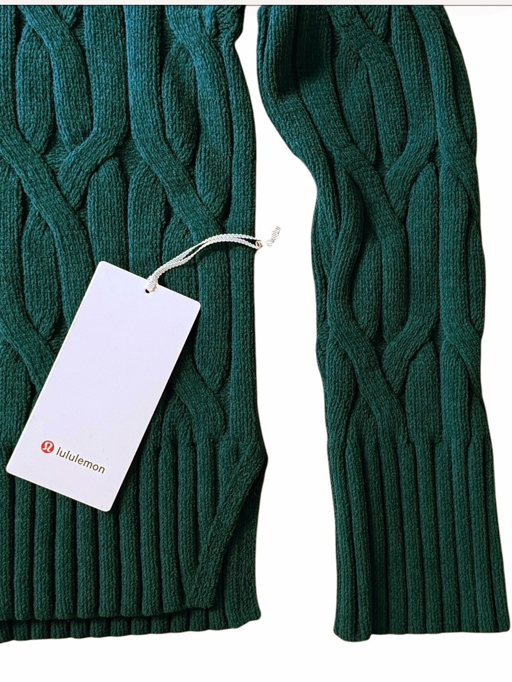 NWT Lululemon Cable Knit Oversized Crew Neck Sweater Storm Teal Size XS - Picture 5 of 11
